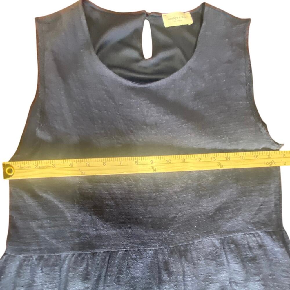 Orange Creek Navy Blue Sleeveless Dress L Embroidered Lace Hem 100% Cotton USA - Picture 6 of 6